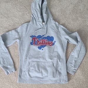 PINK Victoria's Secret Gray Hoodie with Blue and Red Graphic